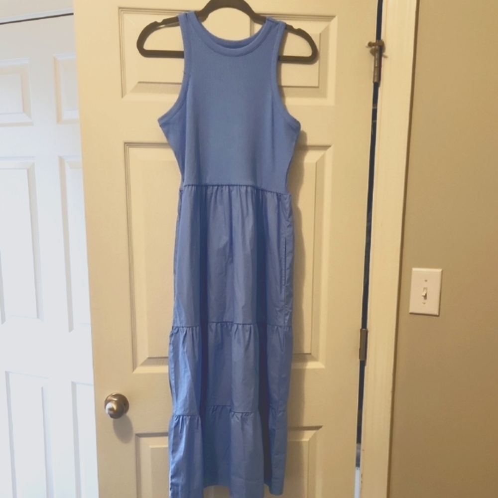 Blue Sleeveless Maxi Tank Top Dress